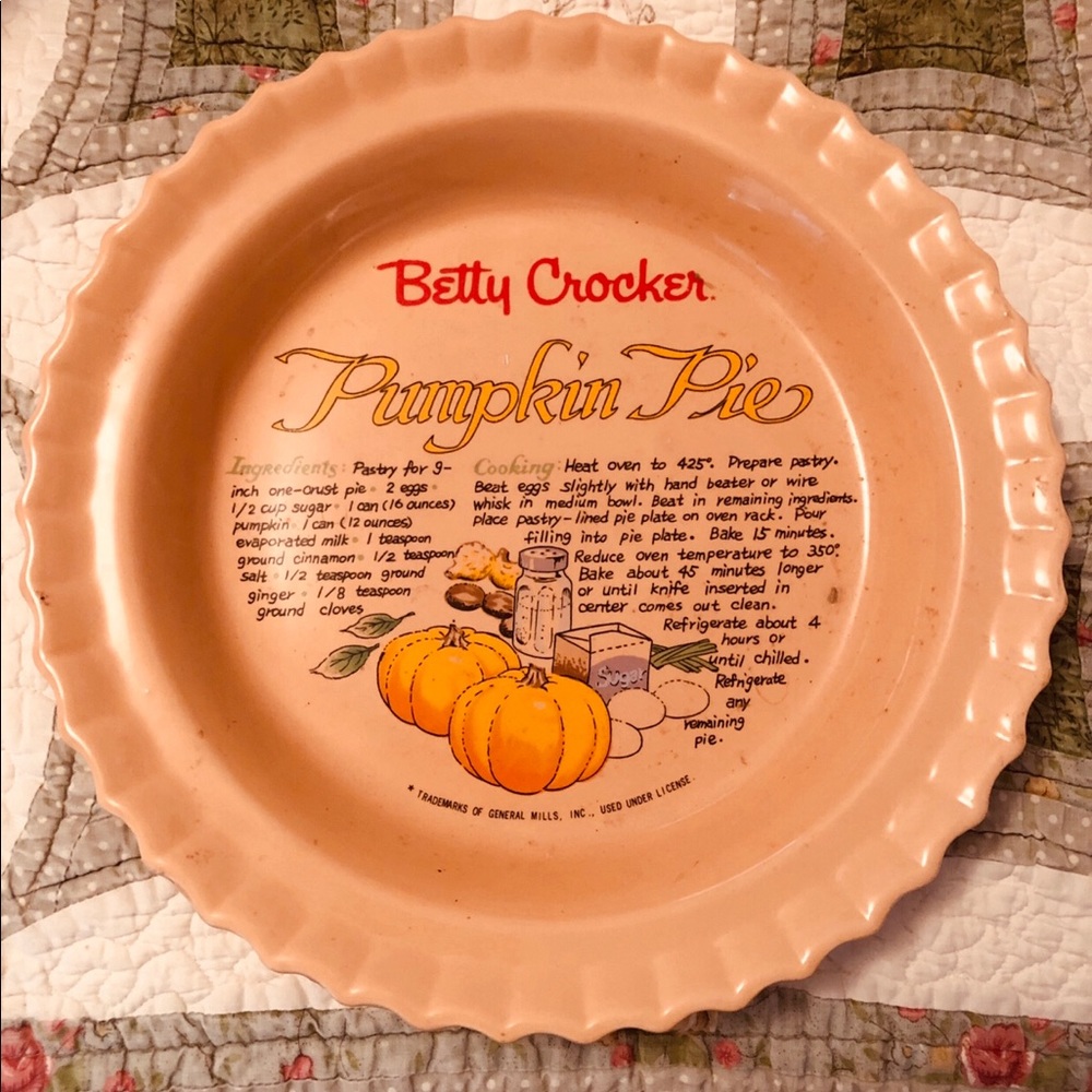 Betty Crocker pumpkin pie recipe plate